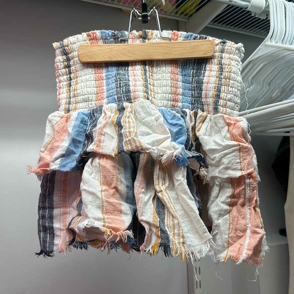 Aerie Multi Color Linen Ruffle Skirt